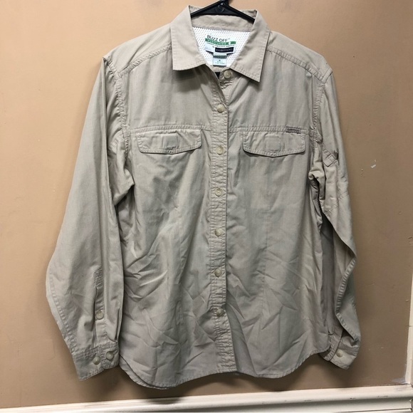ExOfficio Buzz Off Long Sleeve Button Front Hiking Shirt Women's Medium Beige - Picture 1 of 6